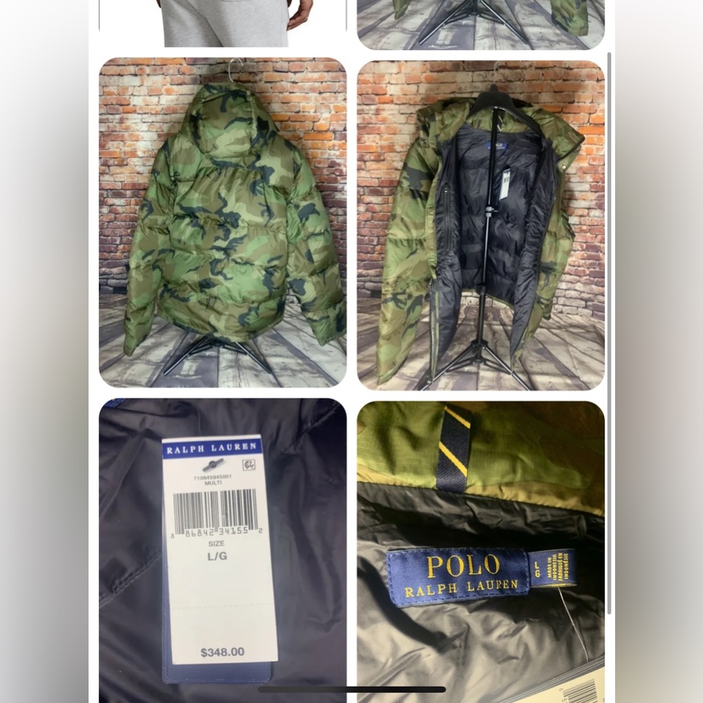 Camouflage Polo Ralph Lauren large down jacket amazing jacket. NWT